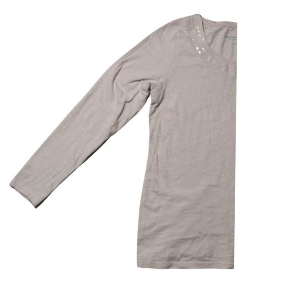 Very Light Pink Long Sleeve Top Soft Surroundings Size Small Detail Accent Neck - Picture 3 of 5